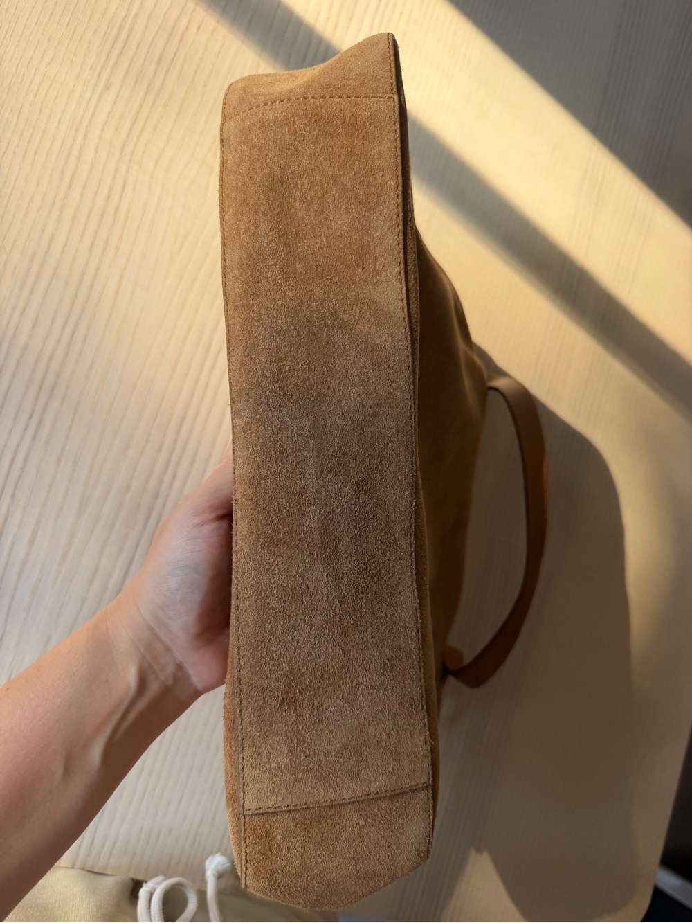 ⁠NWT J.Crew Berkeley Suede Shoulder Bag Blonde Espresso Brown Monogram MVP - Picture 7 of 7